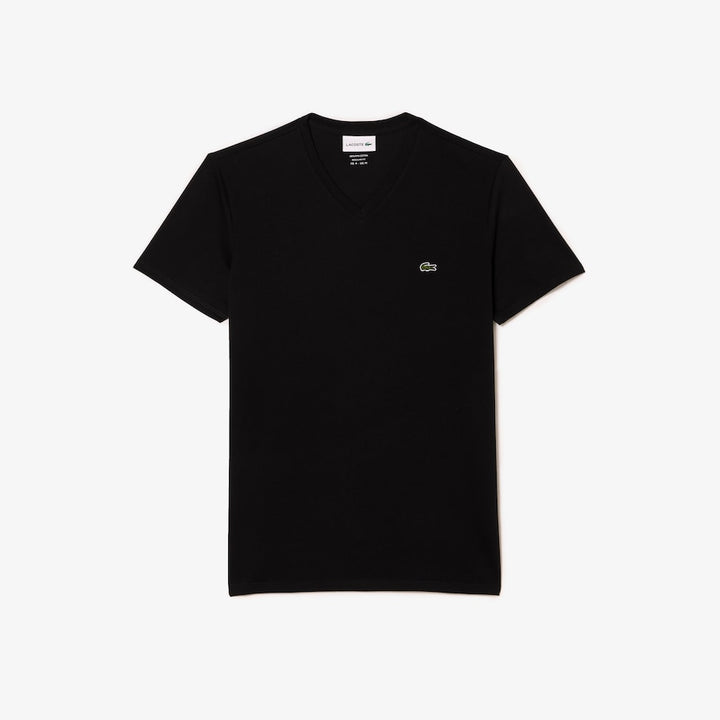 V-NECK COTTON T-SHIRT (BLACK) - LACOSTE