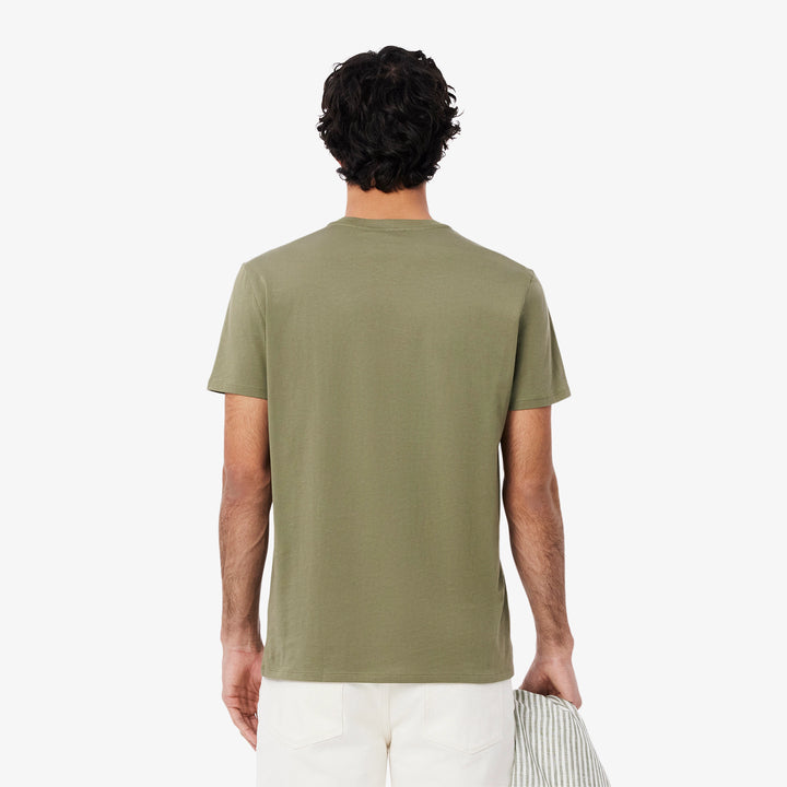 V-NECK COTTON T-SHIRT (KHAKI) - LACOSTE