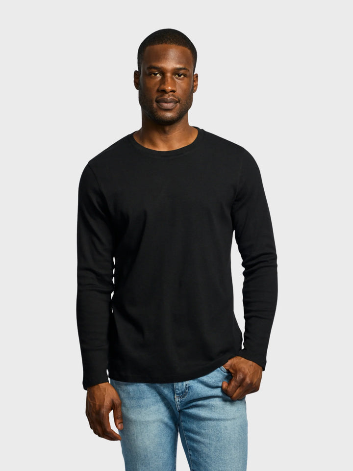 LONG SLEEVE CREW SLUB (BLACK) - EASY MONDAYS