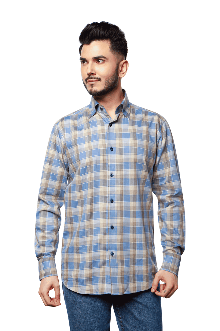 LONG SLEEVE SHIRT (BLUE CHECK) - 7 DOWNIE