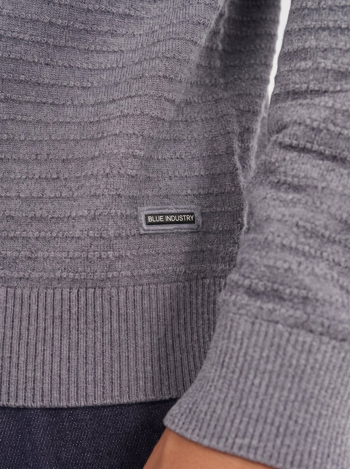 FINE KNIT WOOL SWEATER (GREY) - BLUE INDUSTRY