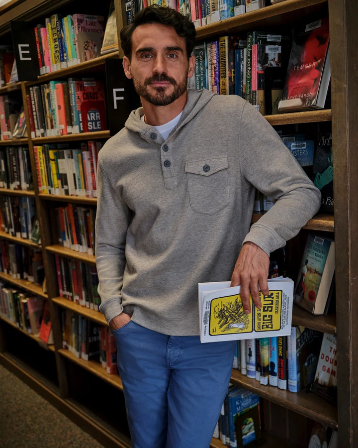 BUTTON HENLEY HOODIE (CREAM) - JOHNNIE-O
