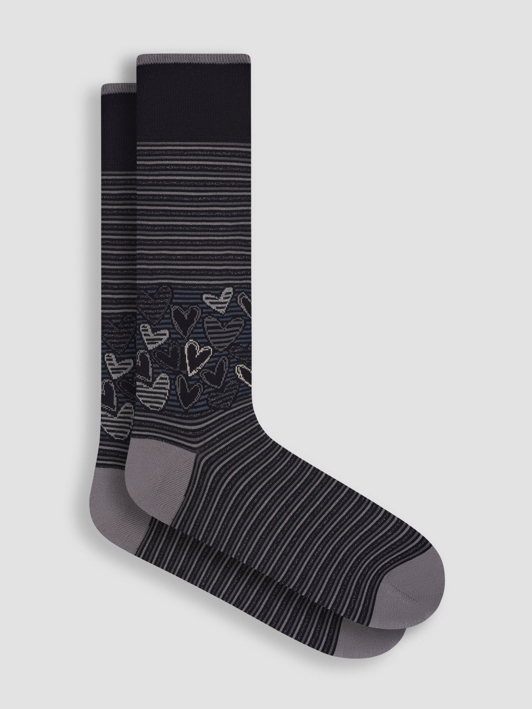 DRESS SOCKS HEARTS (BLACK) - BUGATCHI
