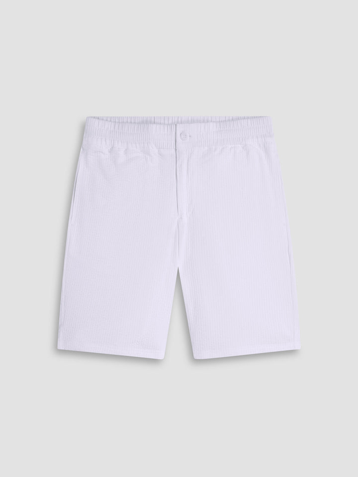 SEERSUCKER DRAWSTRING SHORT (WHITE) - BUGATCHI