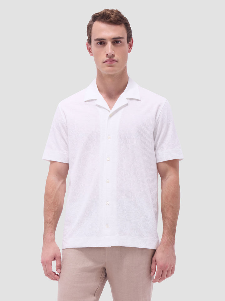 SEERSUCKER CAMP SHIRT (WHITE) - BUGATCHI