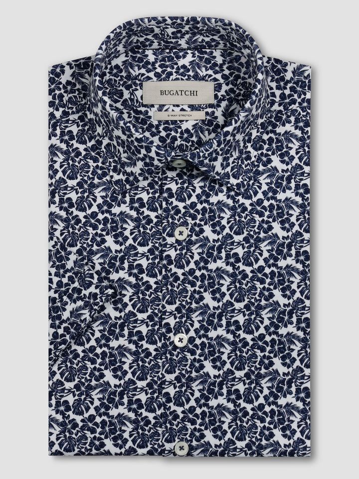 MILES SHORT SLEEVE SHIRT (NAVY) - BUGATCHI