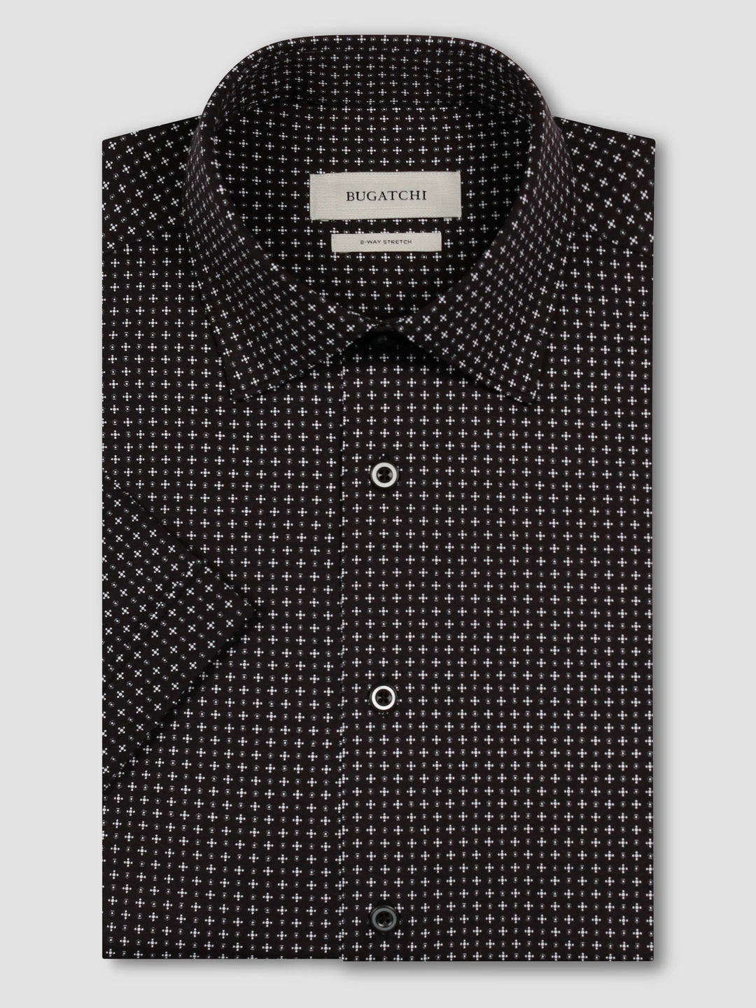 MILES SHORT SLEEVE SHIRT (BLACK/WHITE) - BUGATCHI
