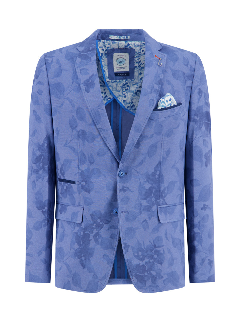 PRINTED PIQUE BLAZER (BLUE) - A FISH NAMED FRED