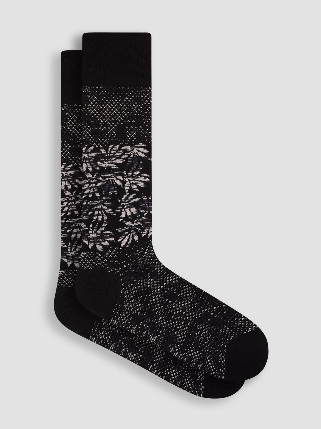 DRESS SOCKS FLORAL (BLACK) - BUGATCHI