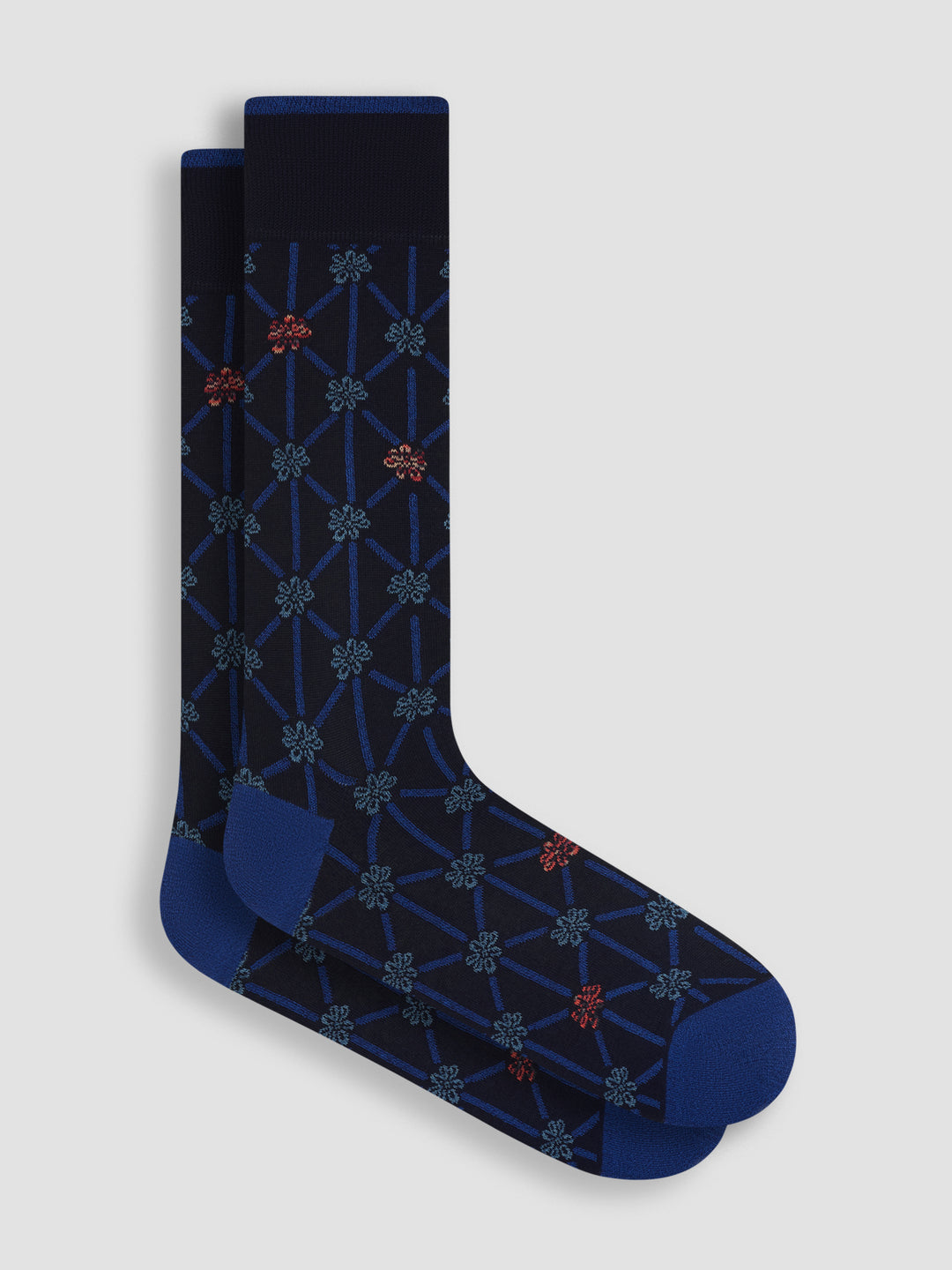 DRESS SOCKS FLORAL (NAVY) - BUGATCHI
