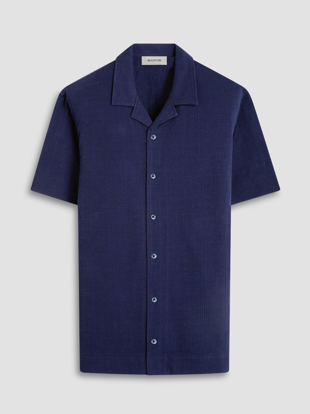 SEERSUCKER CAMP SHIRT (NAVY) - BUGATCHI