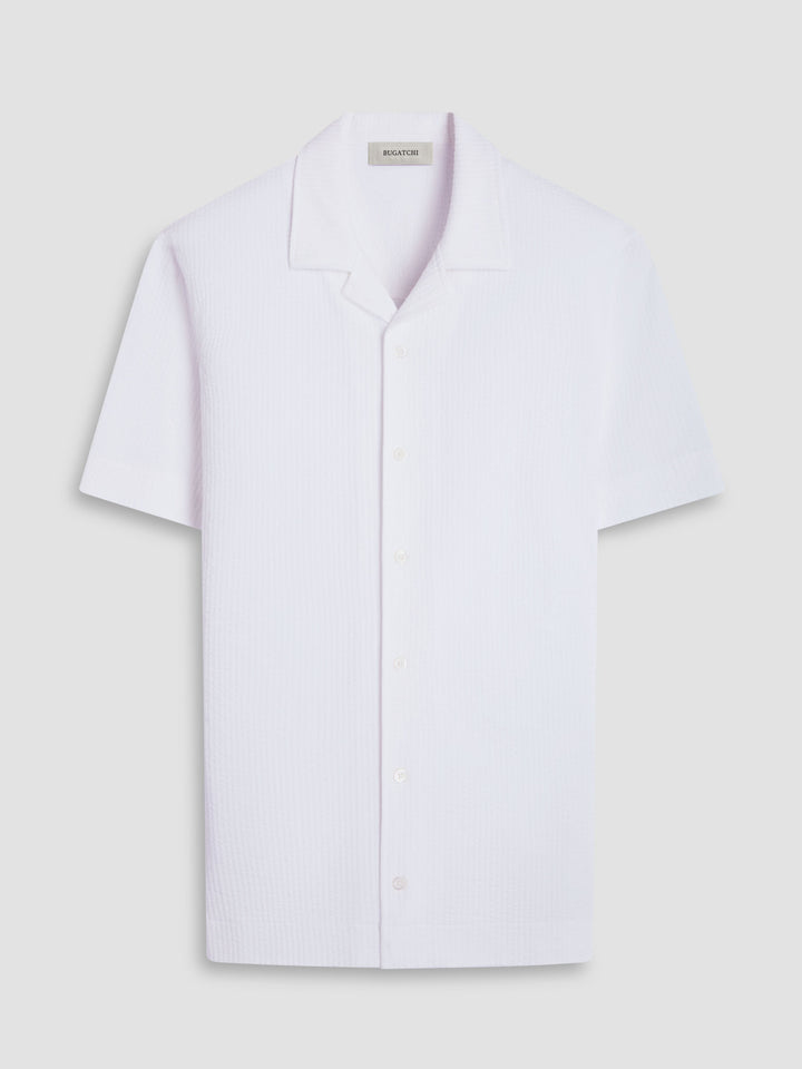 SEERSUCKER CAMP SHIRT (WHITE) - BUGATCHI