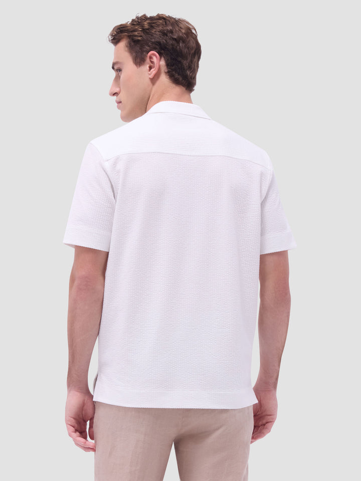 SEERSUCKER CAMP SHIRT (WHITE) - BUGATCHI