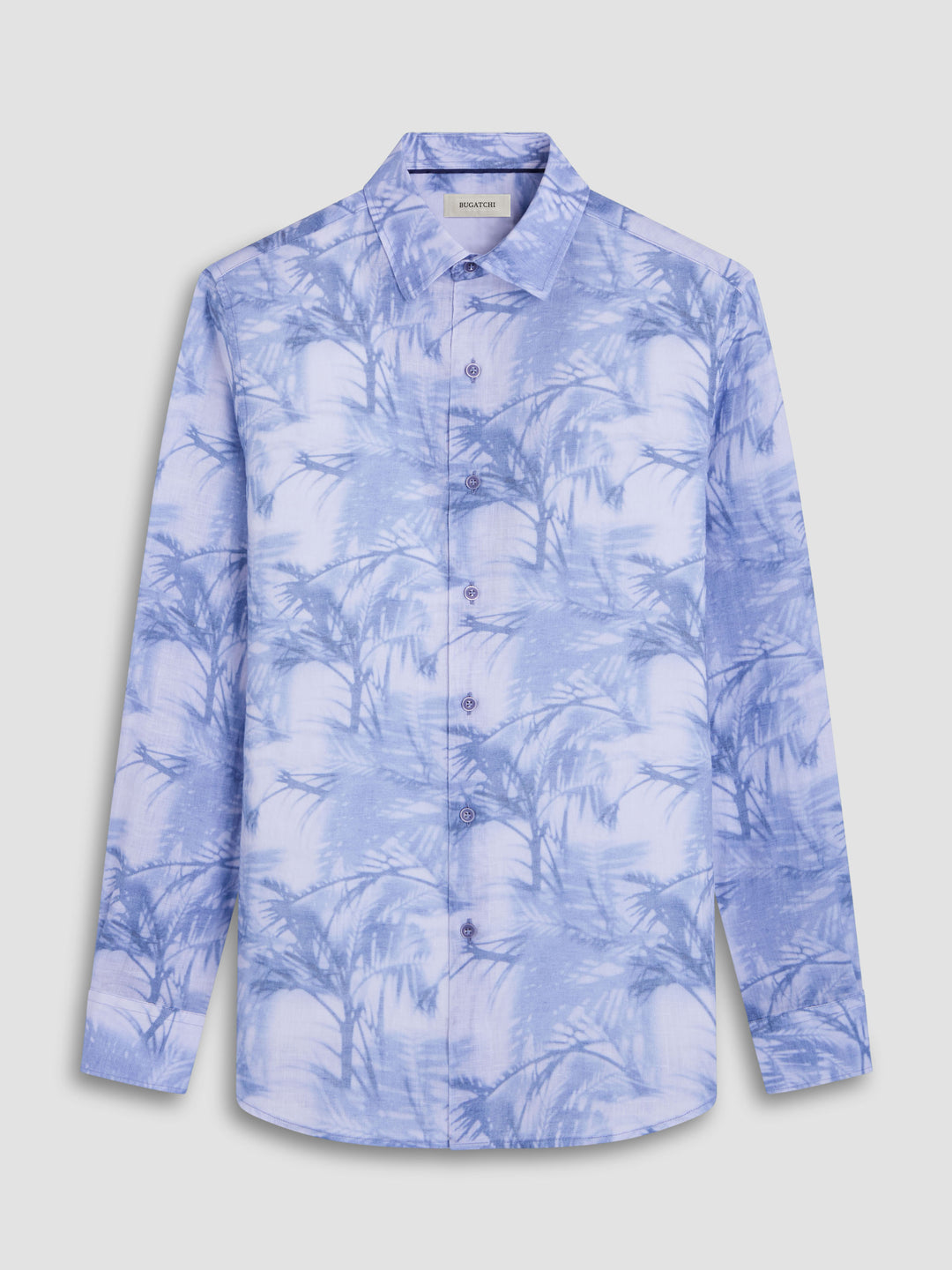 JULIAN LINEN SHAPED SHIRT (STEEL BLUE) - BUGATCHI