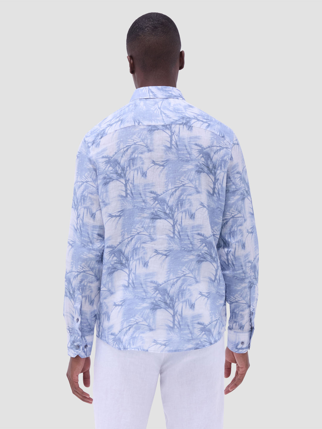 JULIAN LINEN SHAPED SHIRT (STEEL BLUE) - BUGATCHI