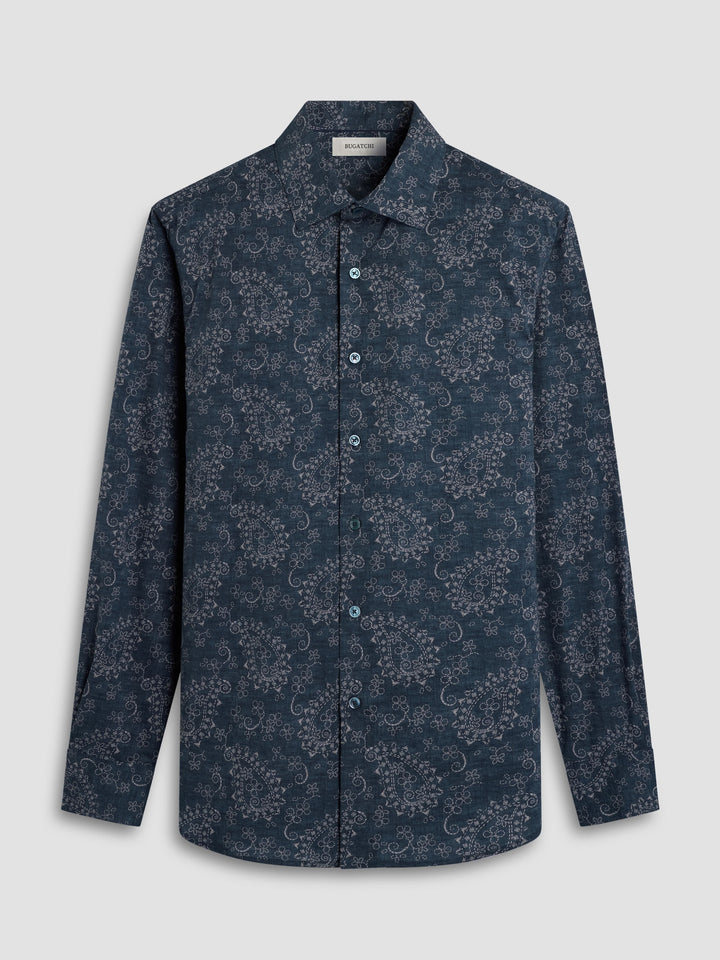 AXEL LONG SLEEVE SHIRT (NAVY) - BUGATCHI