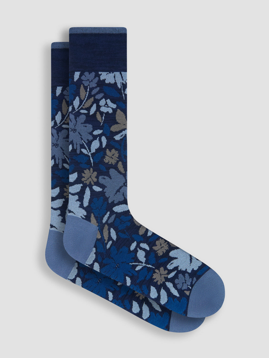 DRESS SOCKS LEAF PRINT (NAVY) - BUGATCHI