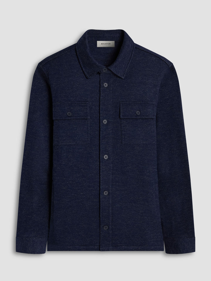 TWILL KNIT OVERSHIRT (NAVY) - BUGATCHI