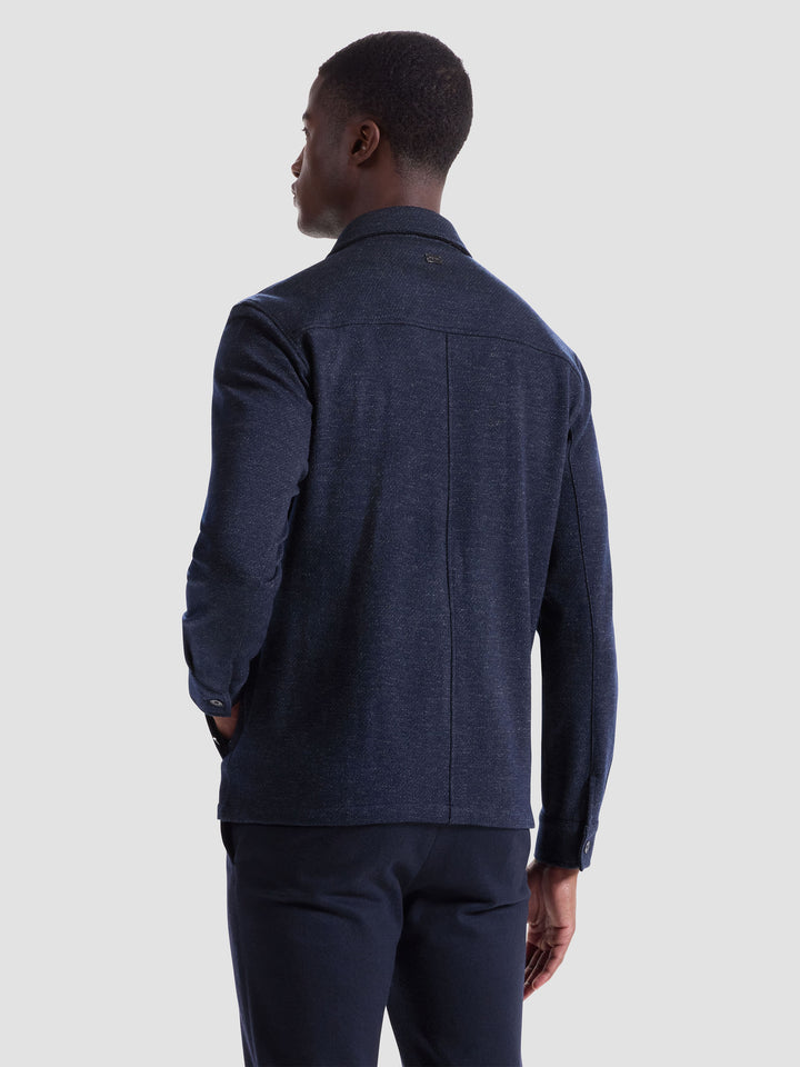 TWILL KNIT OVERSHIRT (NAVY) - BUGATCHI