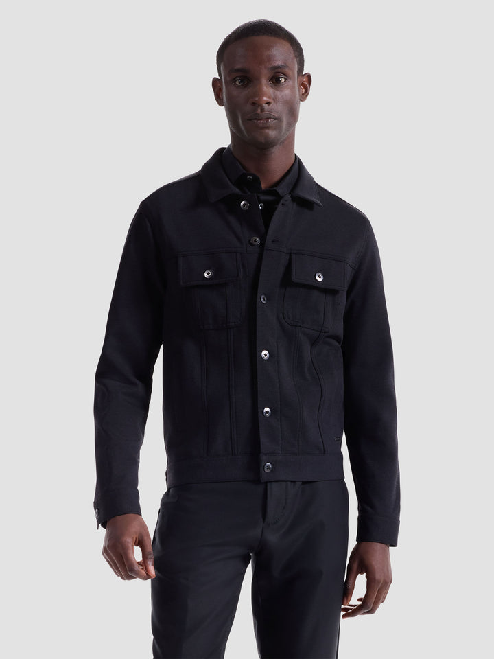 KNIT DENIM JACKET (BLACK) - BUGATCHI